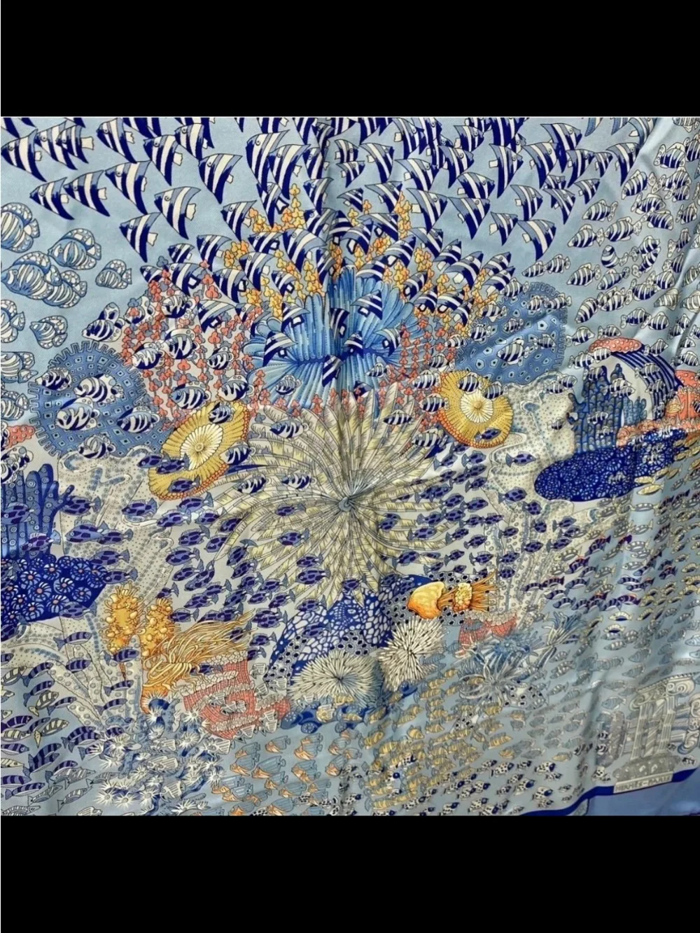 Hermes Rencontre Oceane-  Blue version Multicolor Sea Life Silk Scarf - Picture 5 of 14